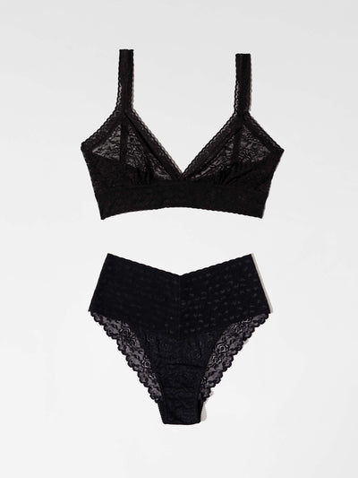 High Waist Brazilian + Lace Bralette