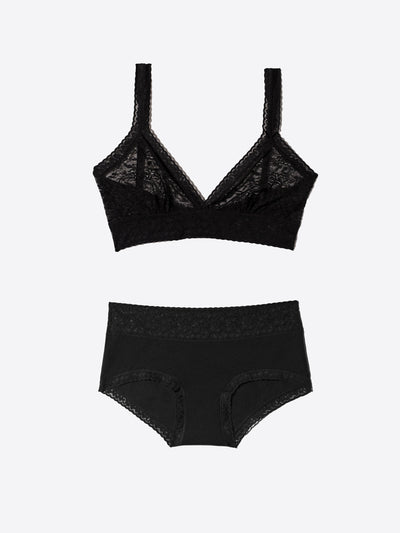 Cotton Hipster + Lace Bralette