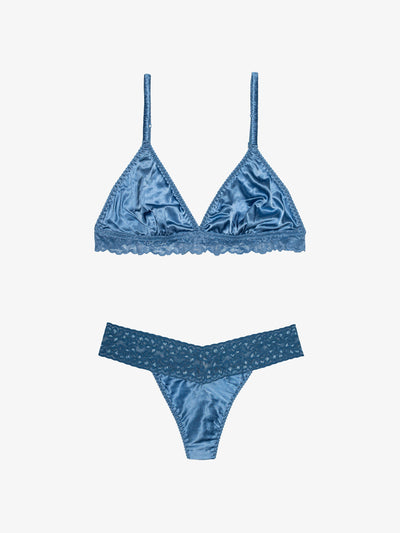 Silk Lace Thong + Scrunched Silk Bralette