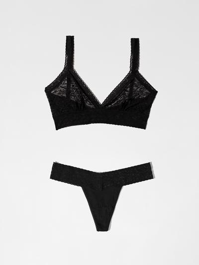 Modal Thong + Lace Bralette - Liquorice Therapy