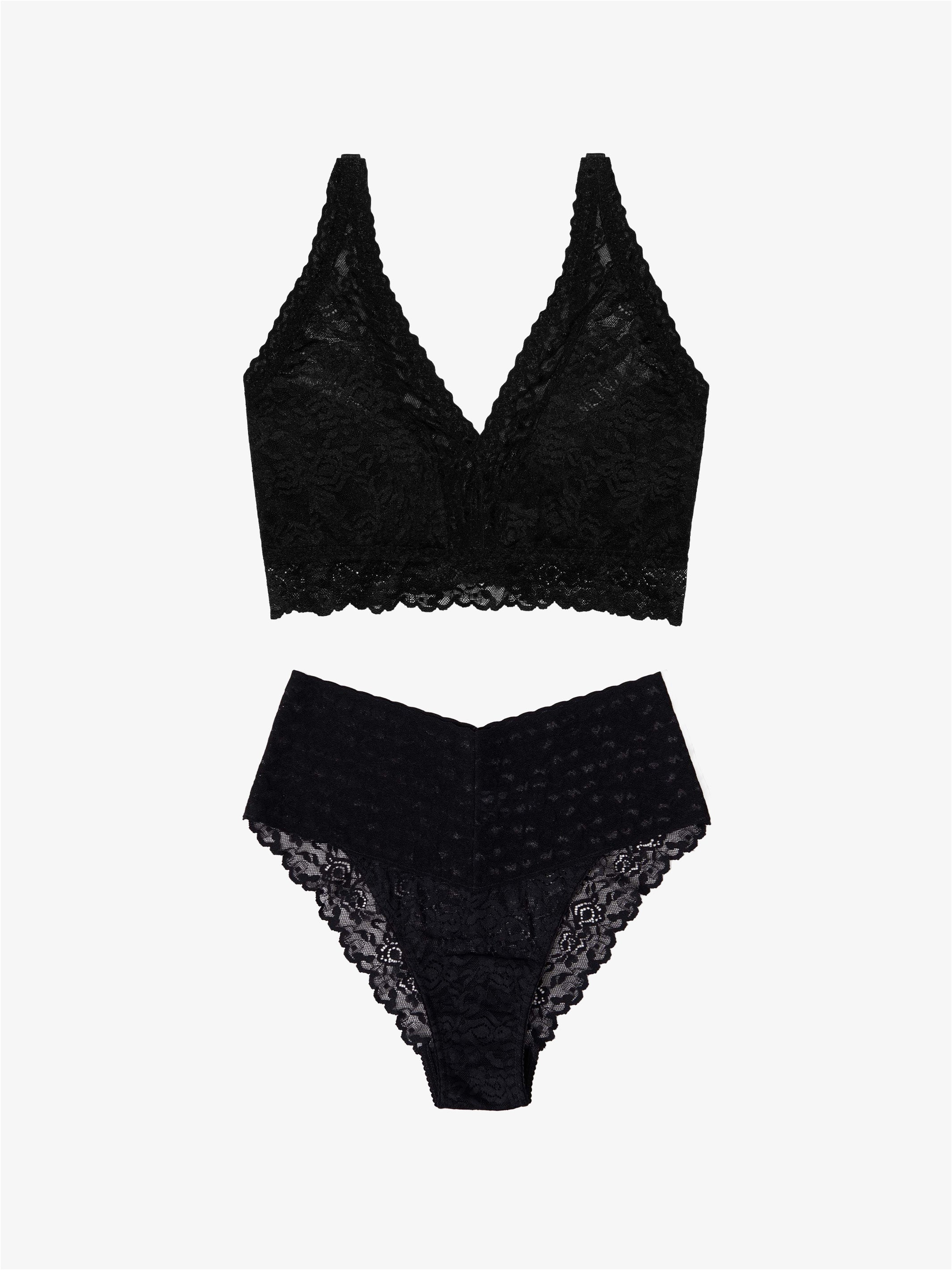 High Waist Brazilian + Curvy Lace Bralette - Liquorice Therapy