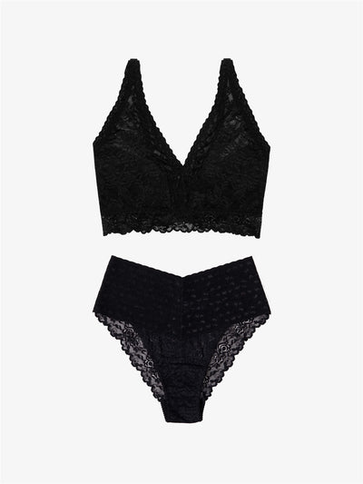 High Waist Brazilian + Curvy Lace Bralette - Liquorice Therapy