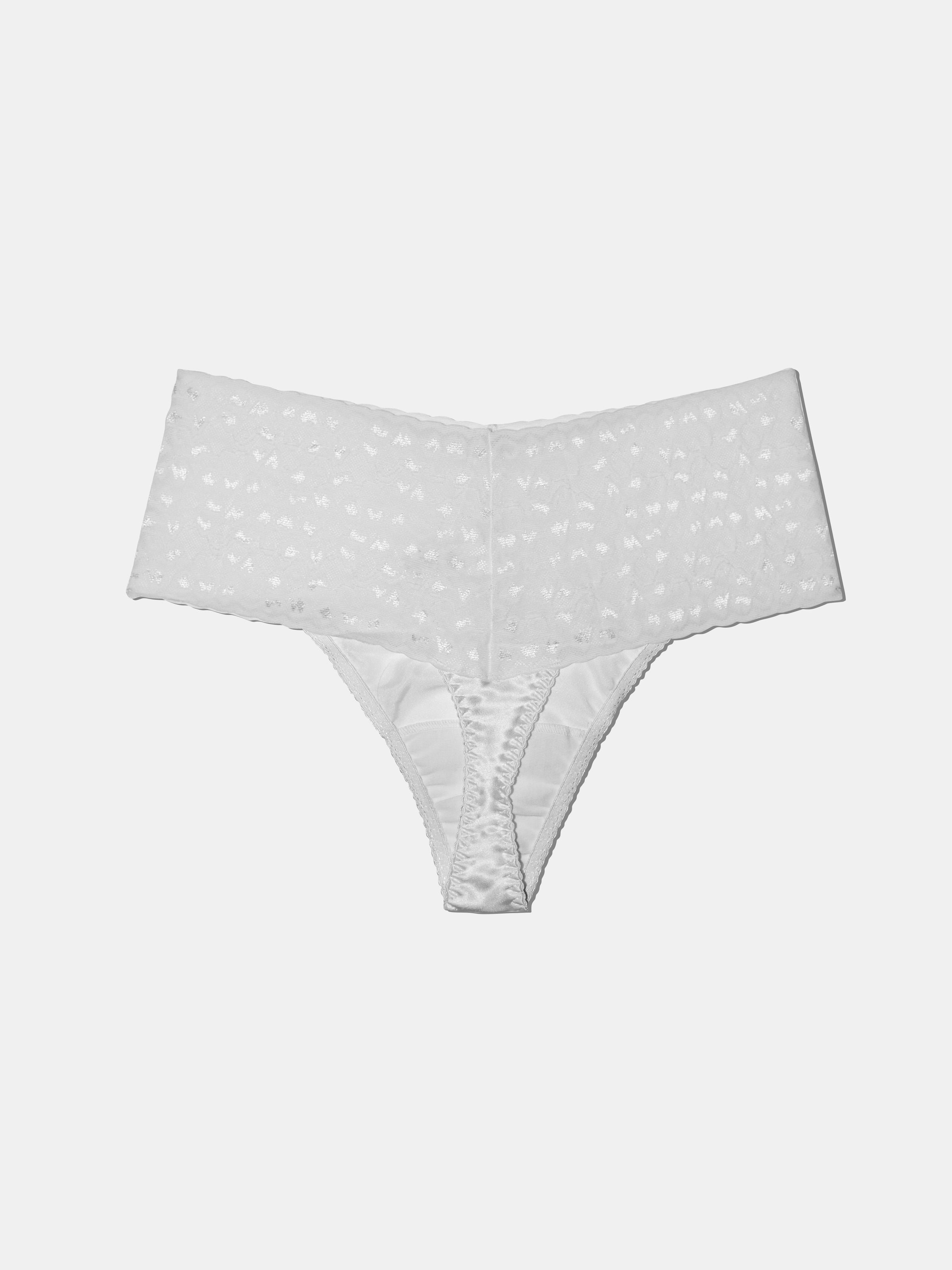 Silk High Waist Thong - Pearl