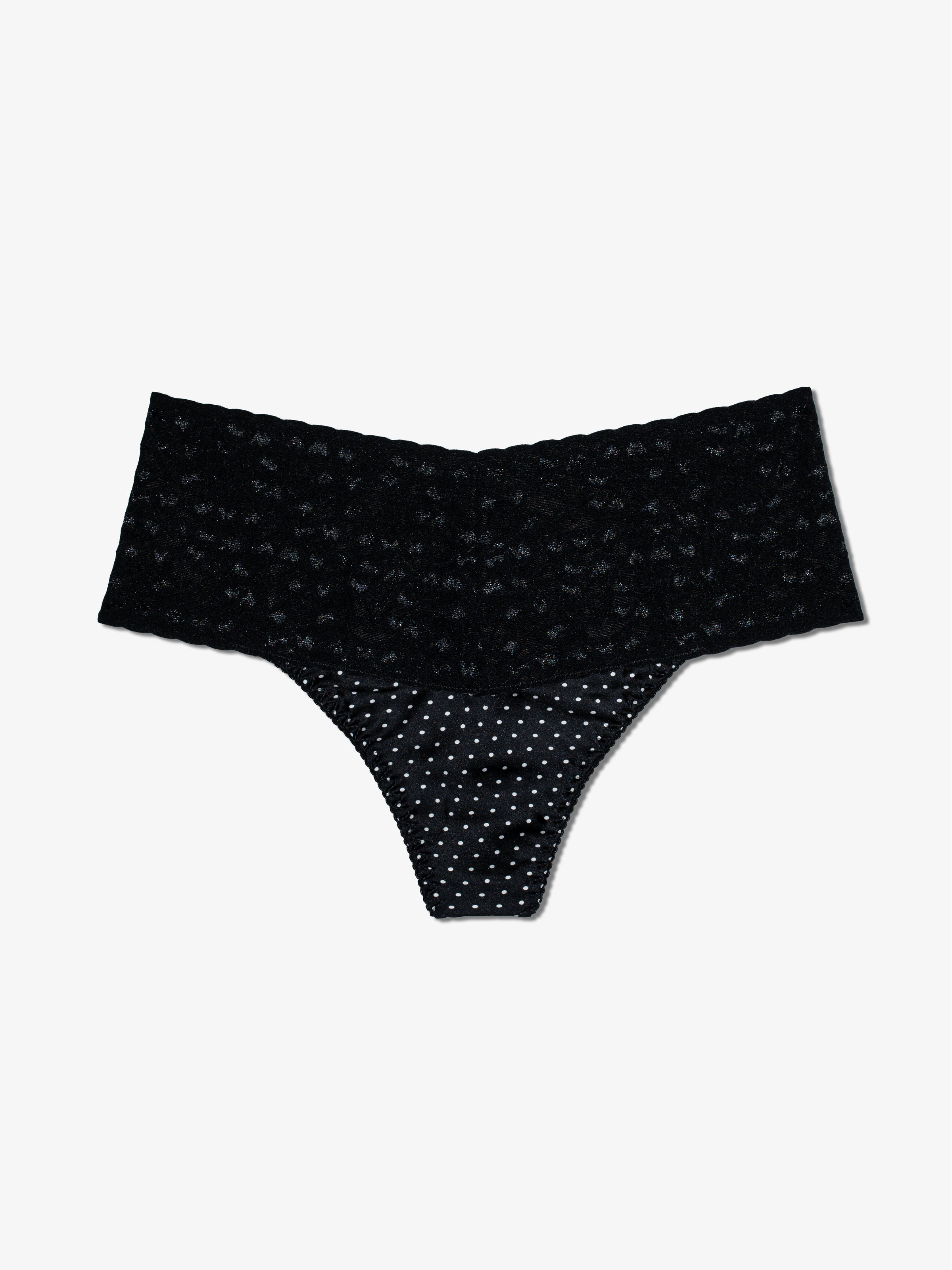 Silk High Waist Thong - Polka