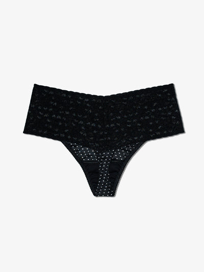 Silk High Waist Thong - Polka