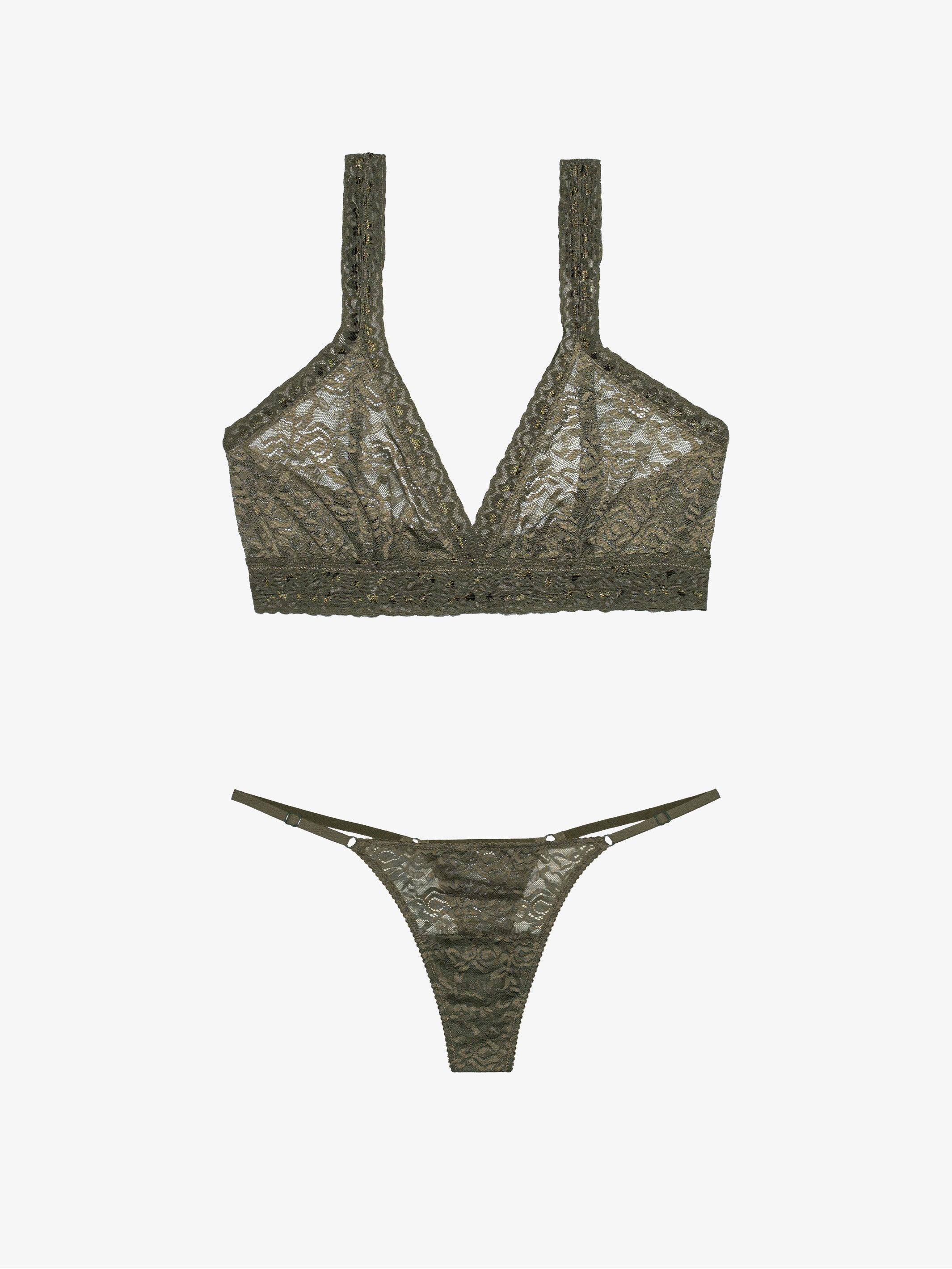 G String + Lace Bralette - Forest Muse