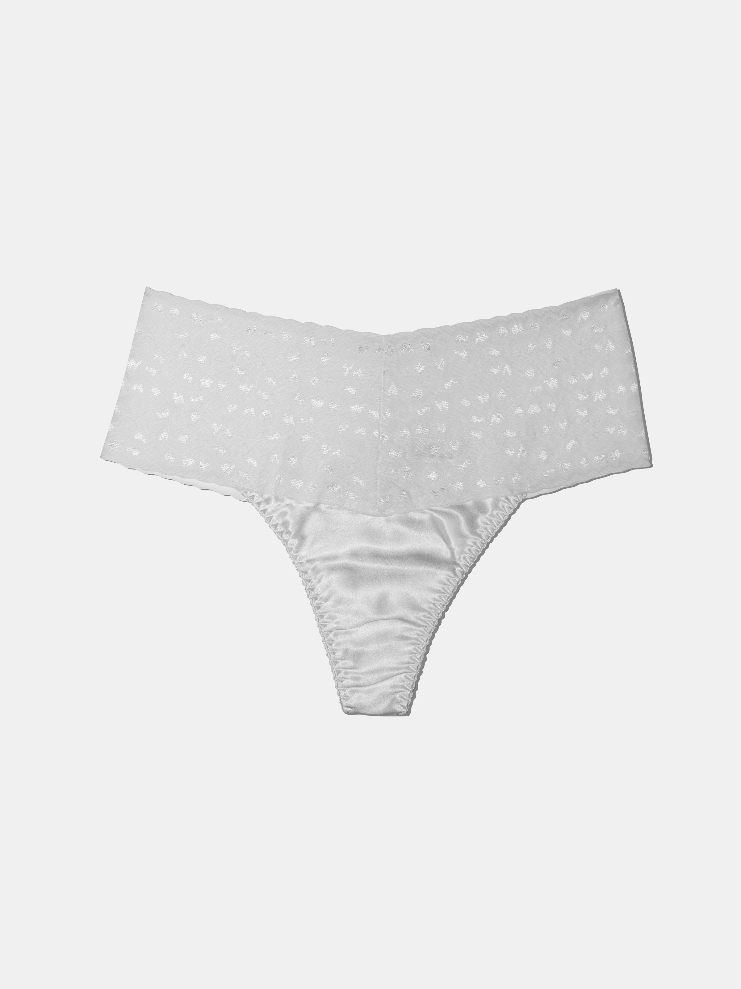 Silk High Waist Thong - Pearl