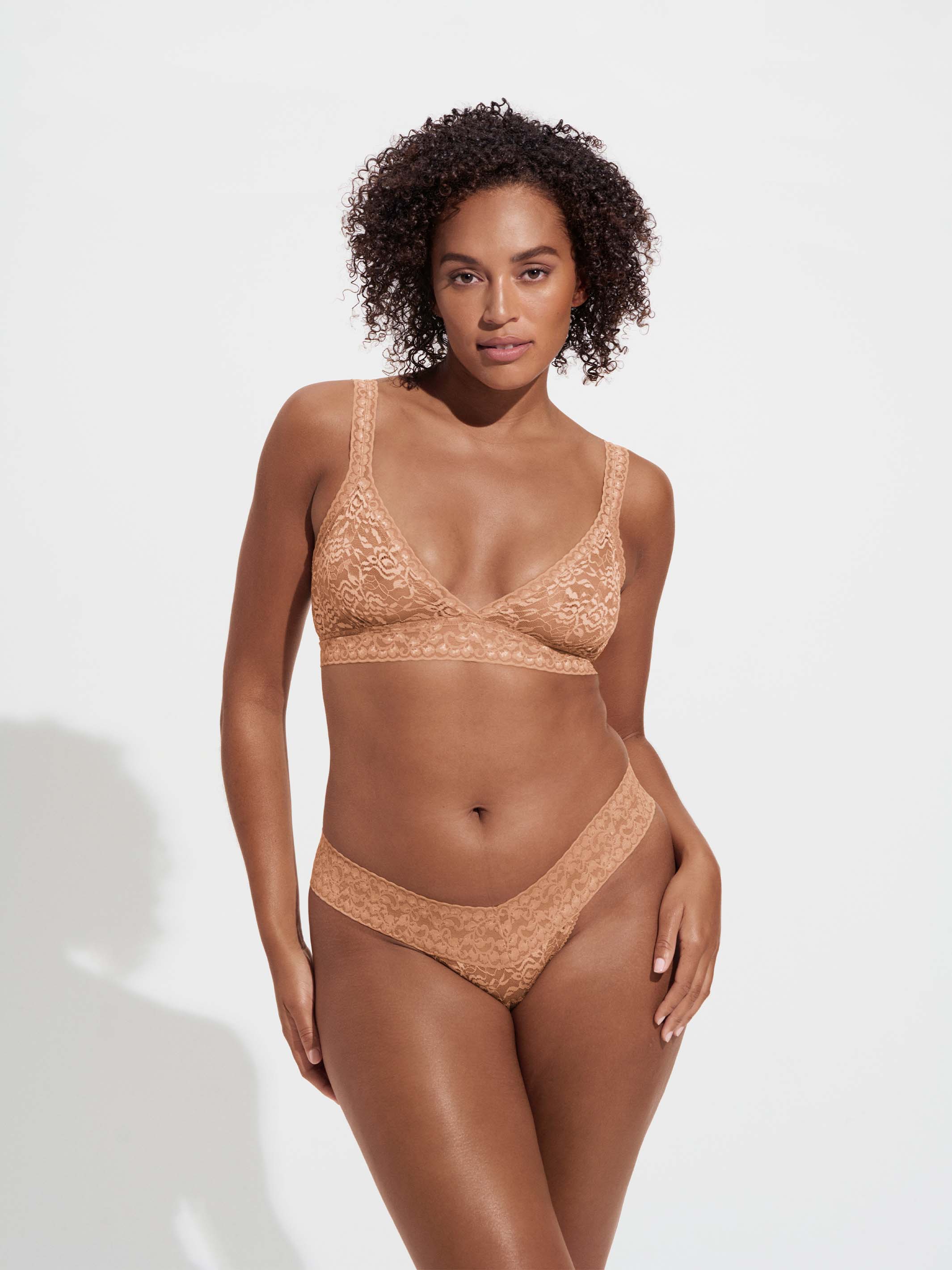 Lace Thong + Lace Bralette - Clay