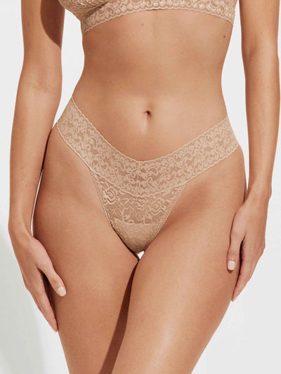 3 Pack Lace Thong - Sand