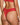 Model wearing Lace Thong in Love, back view.