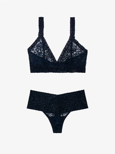 High Waist Thong + Lace Bralette - Midnight Saga