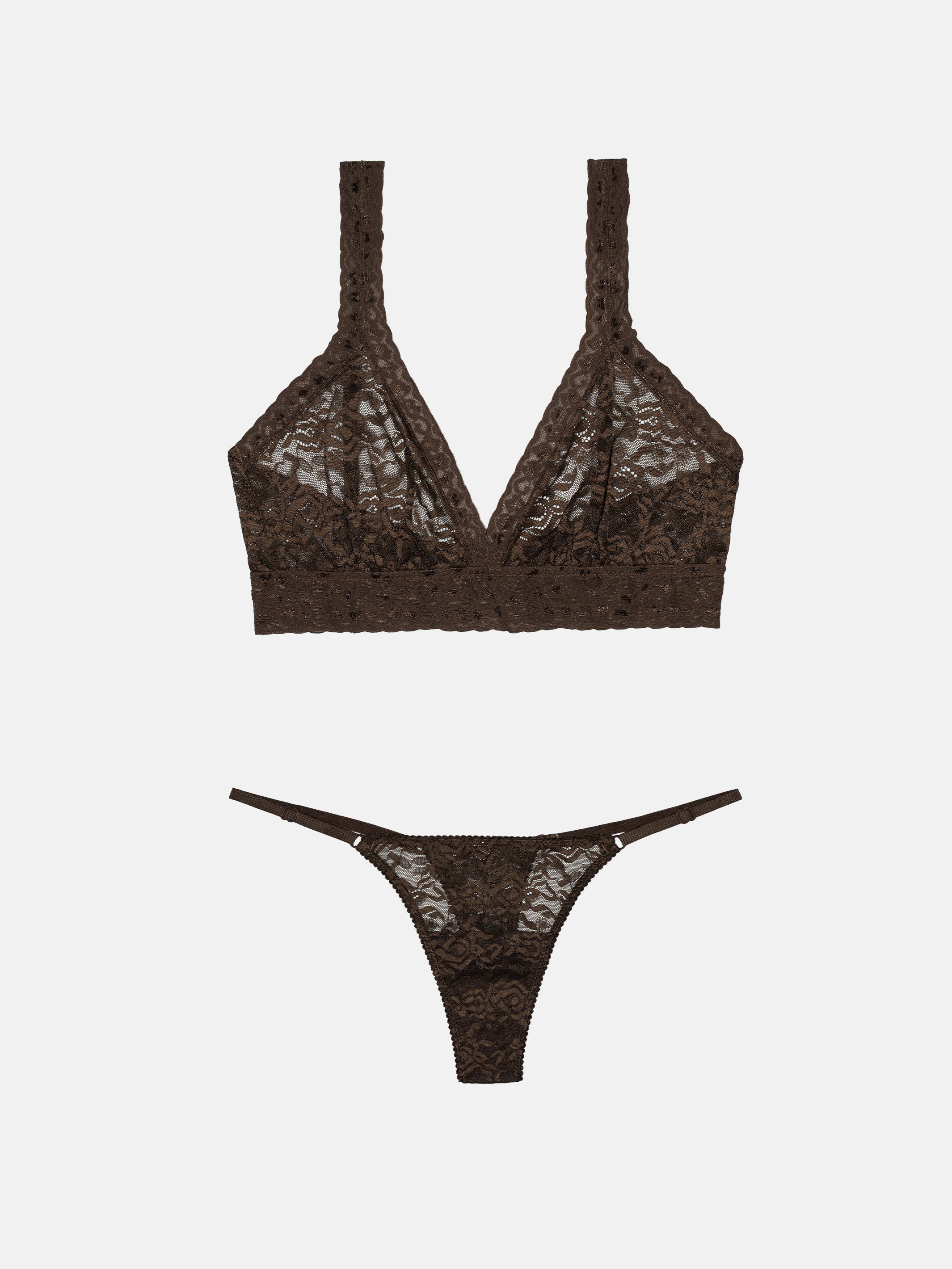 G String + Lace Bralette - Umber