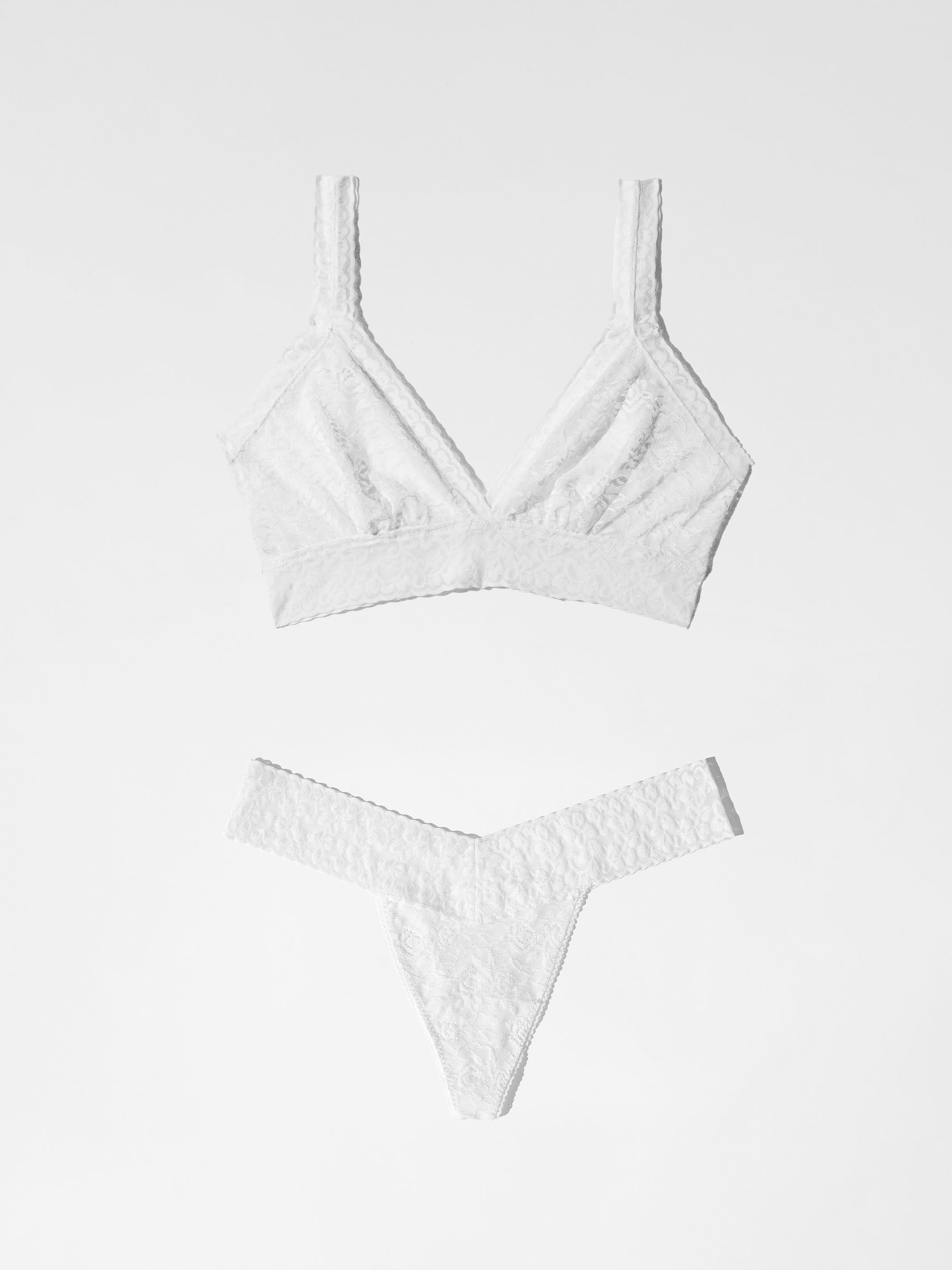 Lace Thong + Lace Bralette - Coconut White