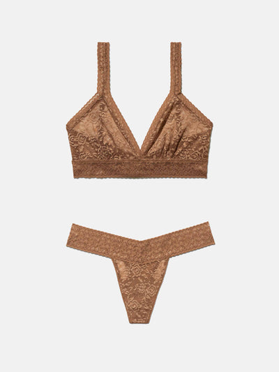 Lace Thong + Lace Bralette - Clay