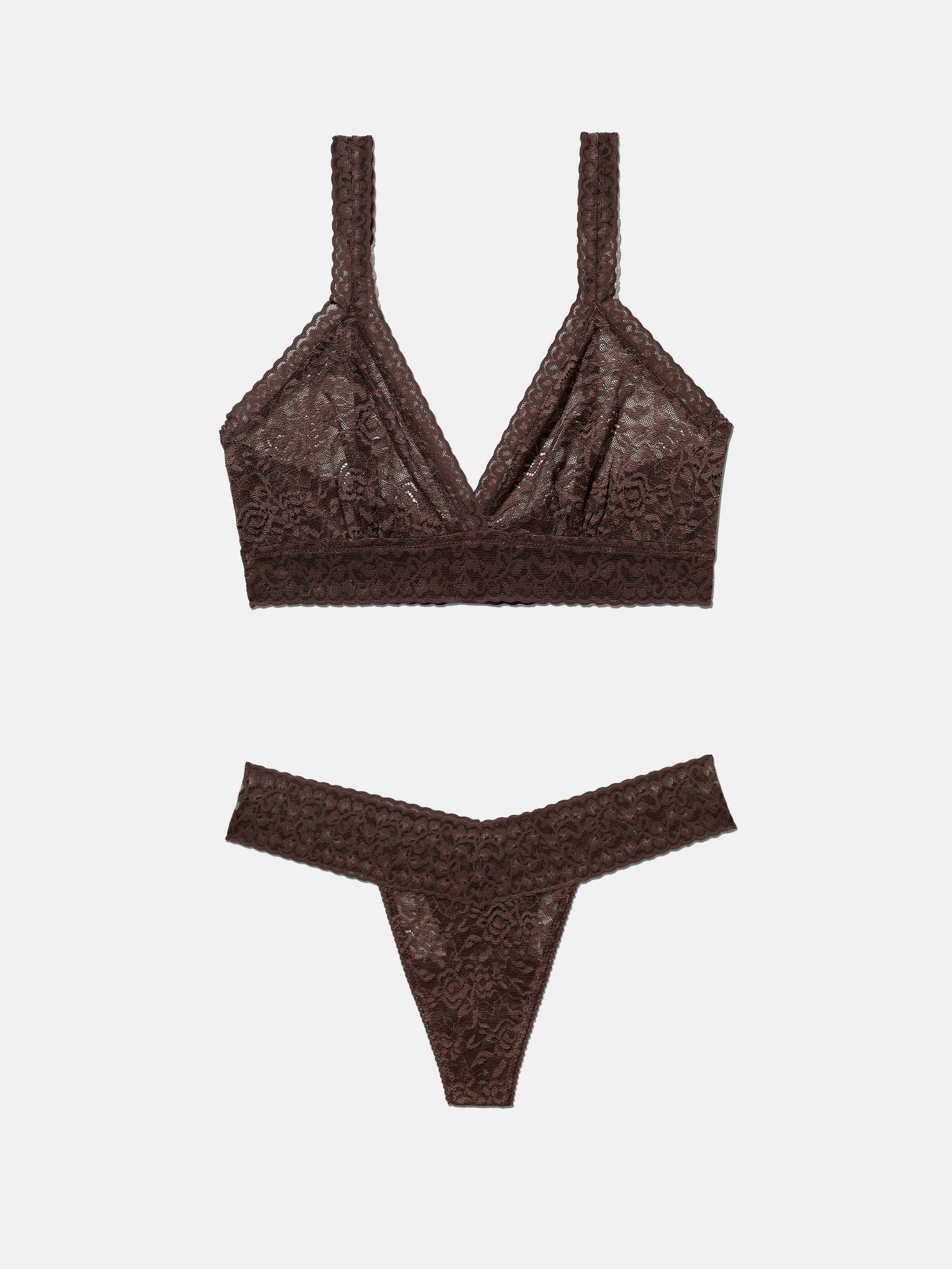 Lace Thong + Lace Bralette - Obsidian