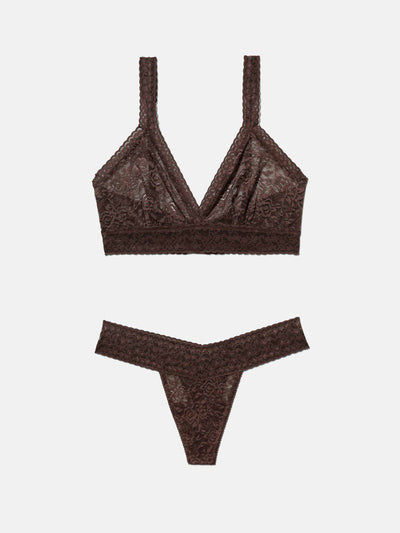 Lace Thong + Lace Bralette - Obsidian