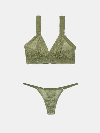 G String + Lace Bralette - Olive Essence