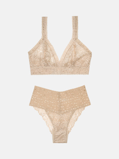 High Waist Brazilian + Lace Bralette - Dune