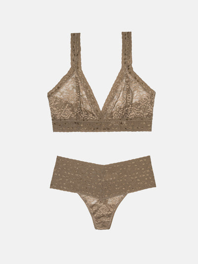 High Waist Thong + Lace Bralette - Terra