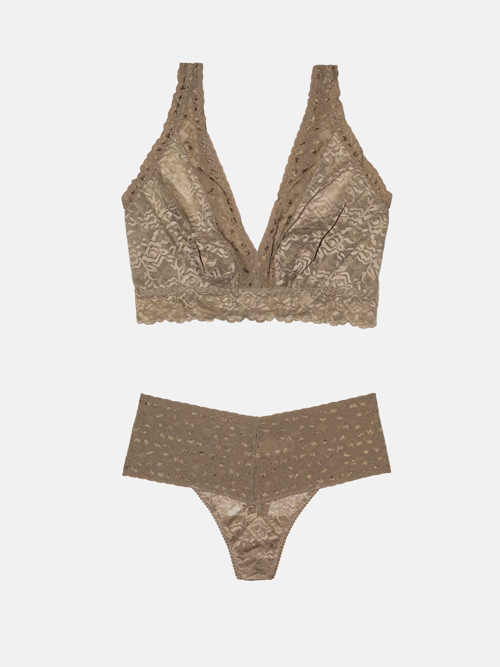 High Waist Thong + Curvy Lace Bralette - Terra