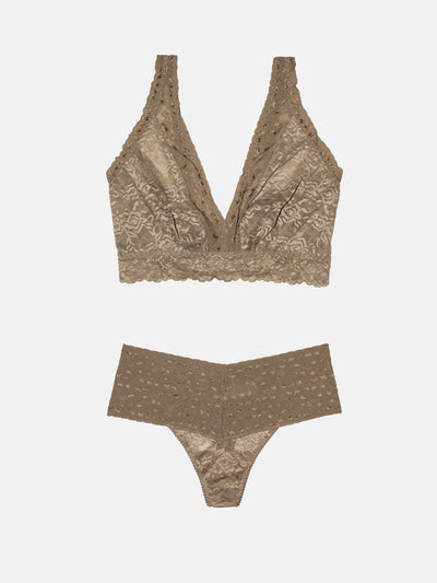 High Waist Thong + Curvy Lace Bralette - Terra