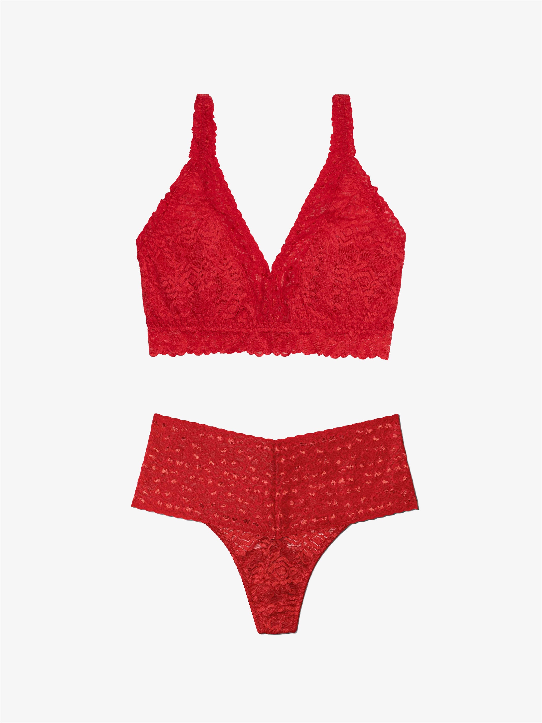 High Waist Thong + Curvy Lace Bralette - Love