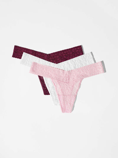 Gift box 3 Pack Lace Thong - Pink, Red, White