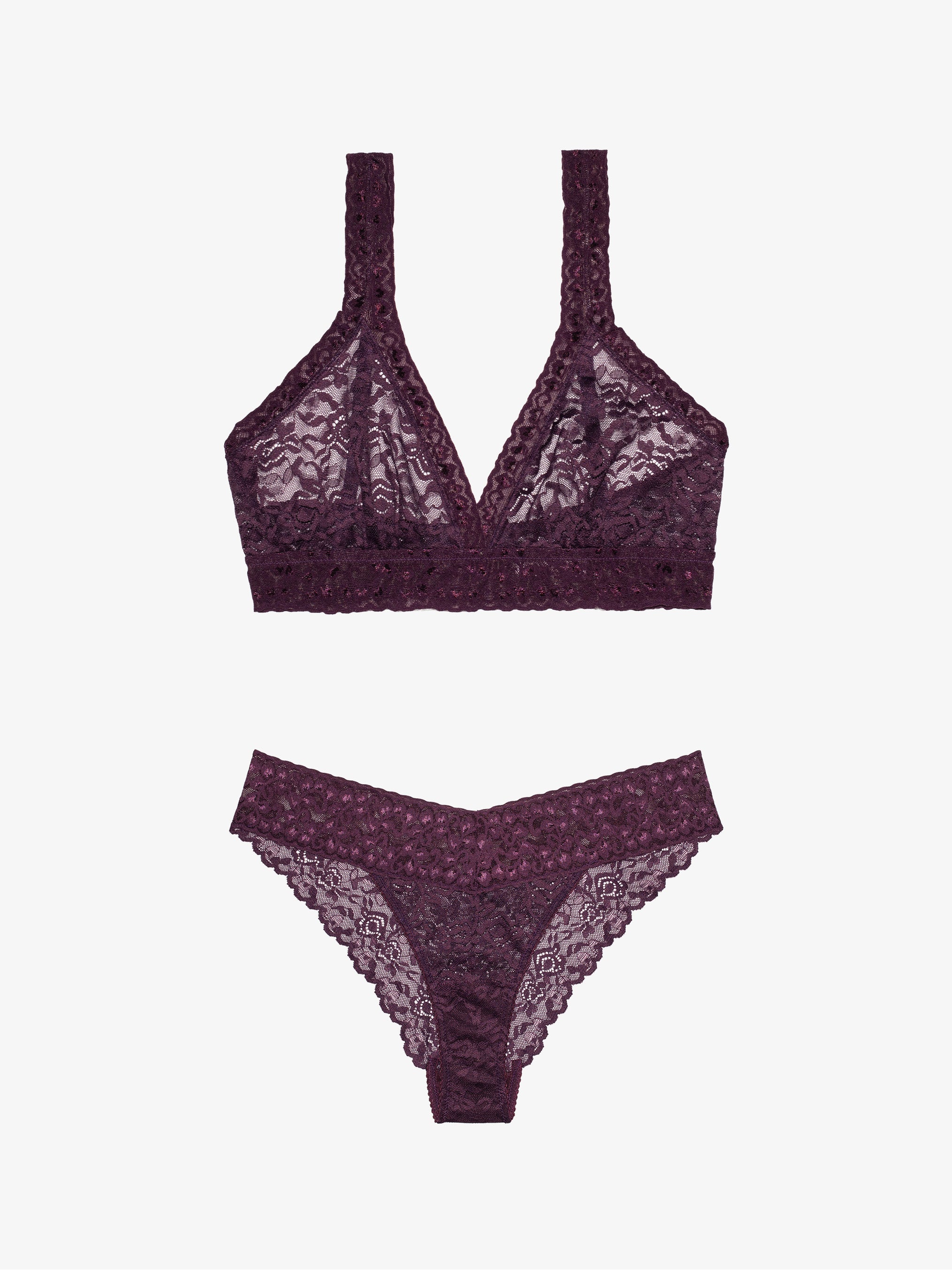 Brazilian + Lace Bralette - Italian Plum