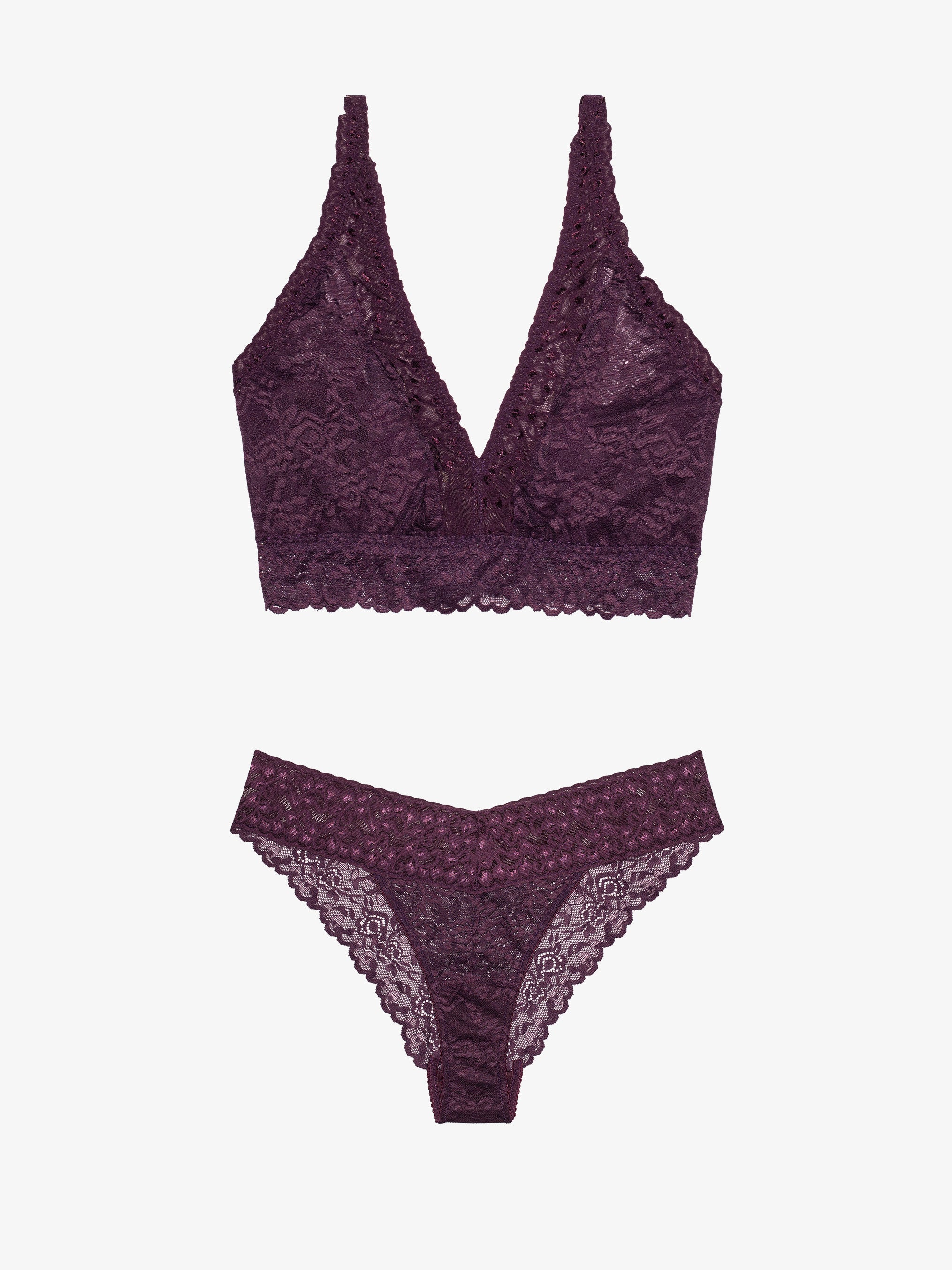 Brazilian + Curvy Lace Bralette - Italian Plum
