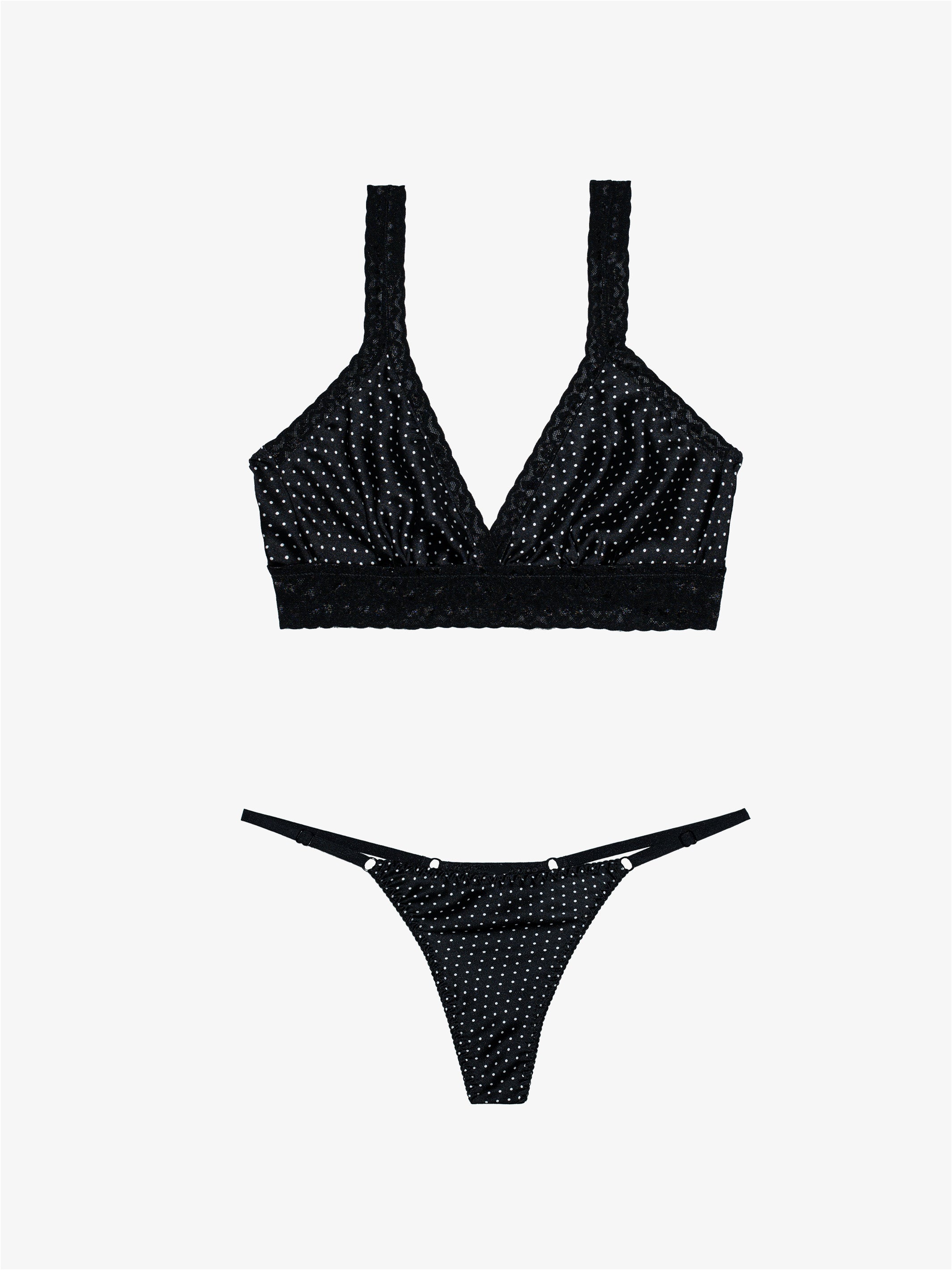 Silk G String + Silk Bralette - Polka