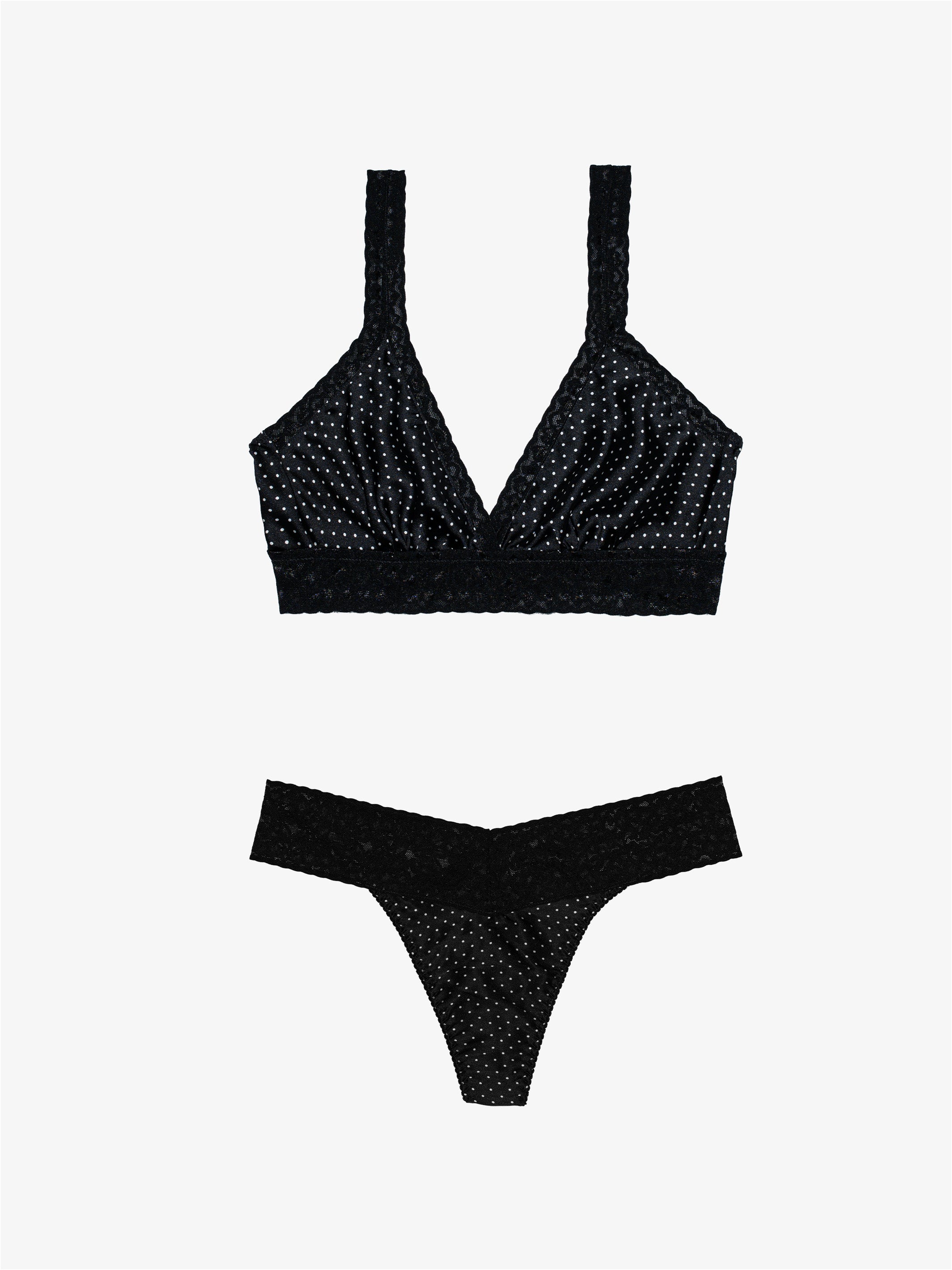 Silk Lace Thong + Silk Bralette - Polka