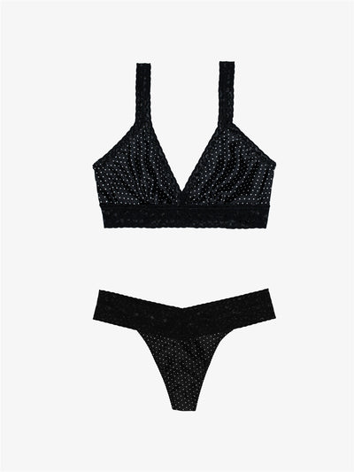 Silk Lace Thong + Silk Bralette - Polka