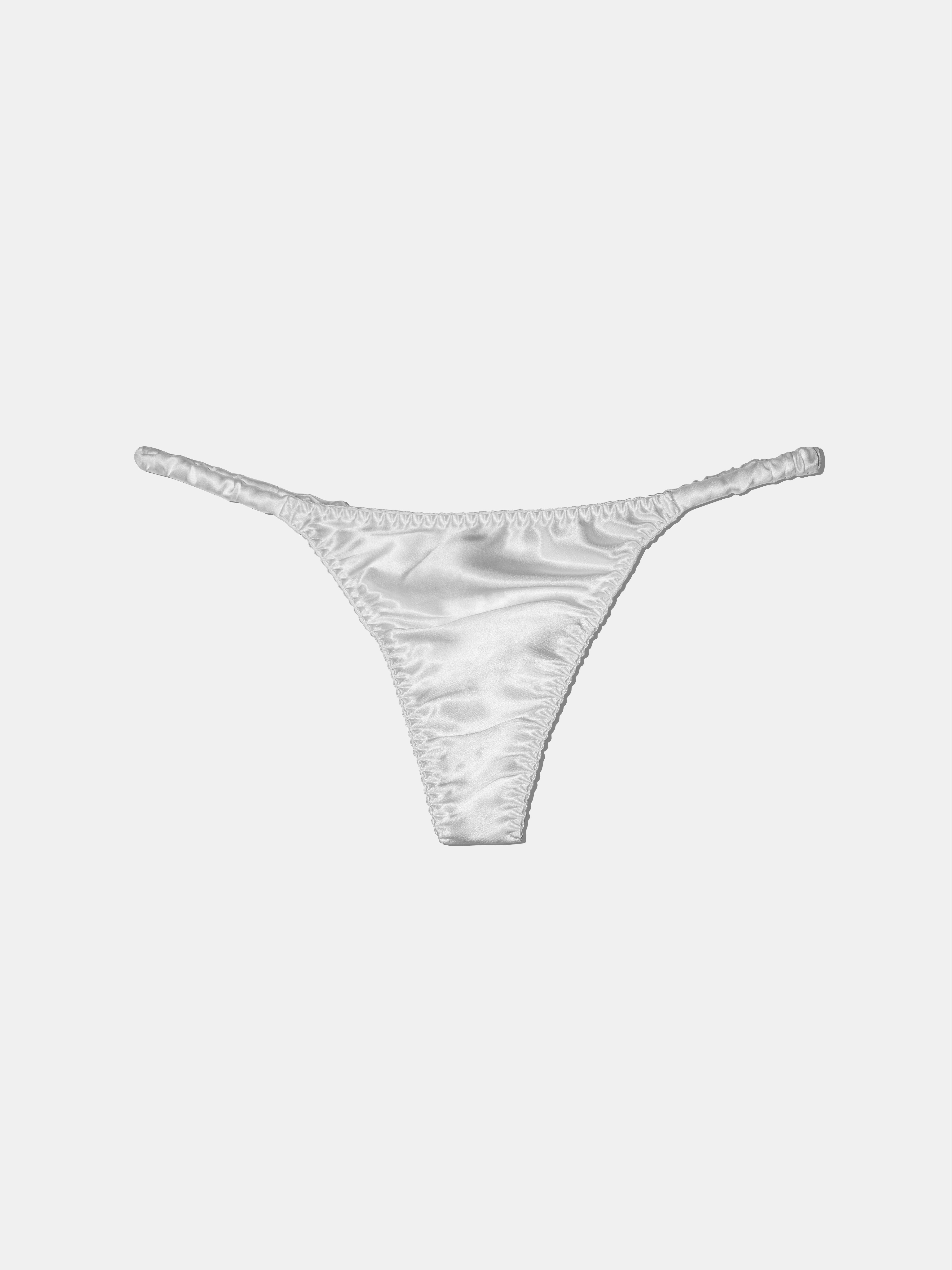 Scrunched Silk G String Pearl - Premium Silk Underwear | Lace Laboratory
